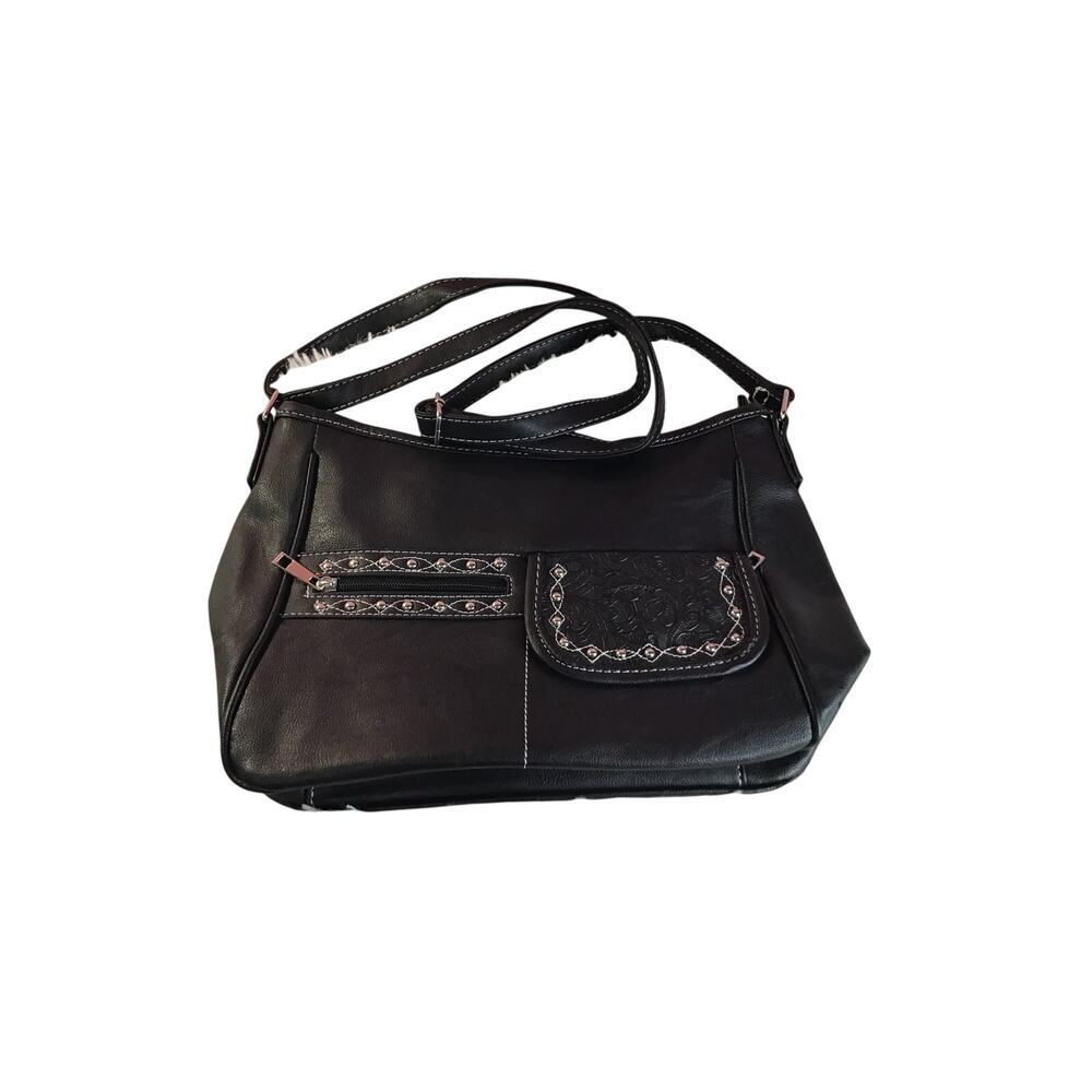 Black Vegan Leather Studded Shoulder Purse NWOT